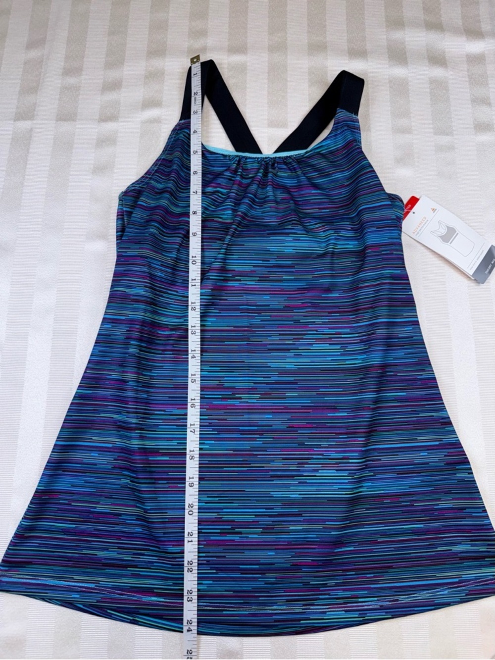 Champion Duo Dry Small Built-In Bra Athletic Tank Top Blue Purple Space Dye NWT - Picture 7 of 11